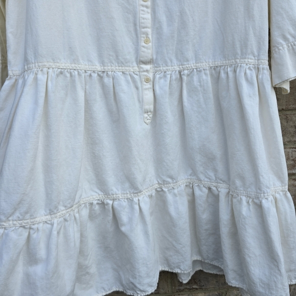 APIECE APART Maurino Dress Linen Blend Cream Tiered Shirtdress Button Up Size 2X - Picture 8 of 13